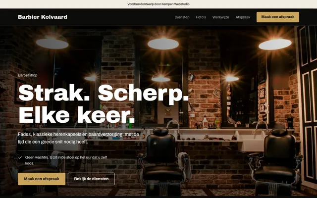 Schermafbeelding van het voorbeeldontwerp Barbier Kolvaard
