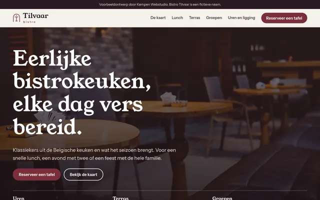 Schermafbeelding van het voorbeeldontwerp Bistro Tilvaar