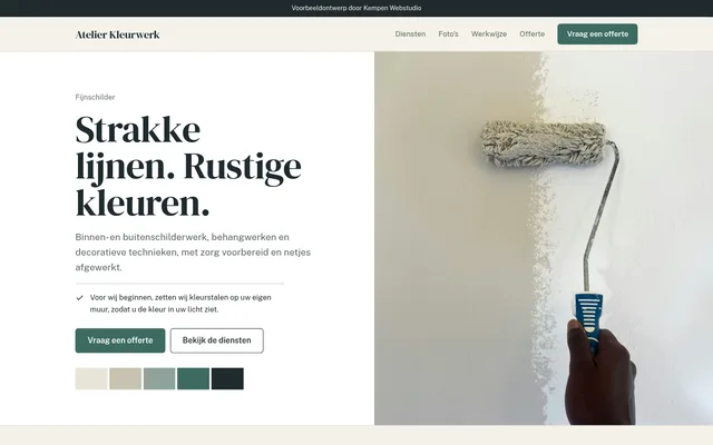 Schermafbeelding van het voorbeeldontwerp Atelier Kleurwerk