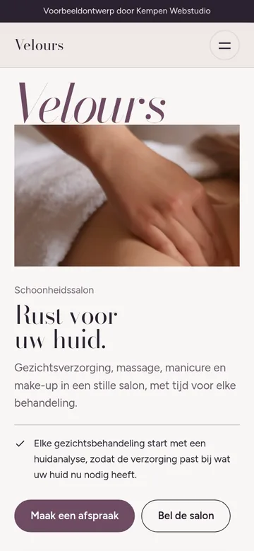 Voorbeeldontwerp Velours op een smartphone